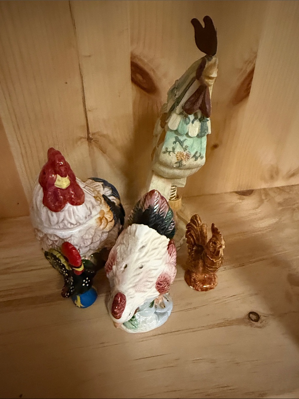 Hand-Painted Ceramic Rooster Figurines - Multi-Color Home Accent ALL pieces
